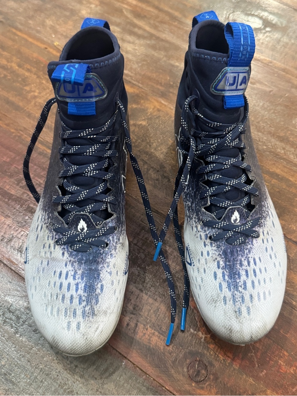 Under Armour Men’s Navy and White High-Top Athletic Shoes